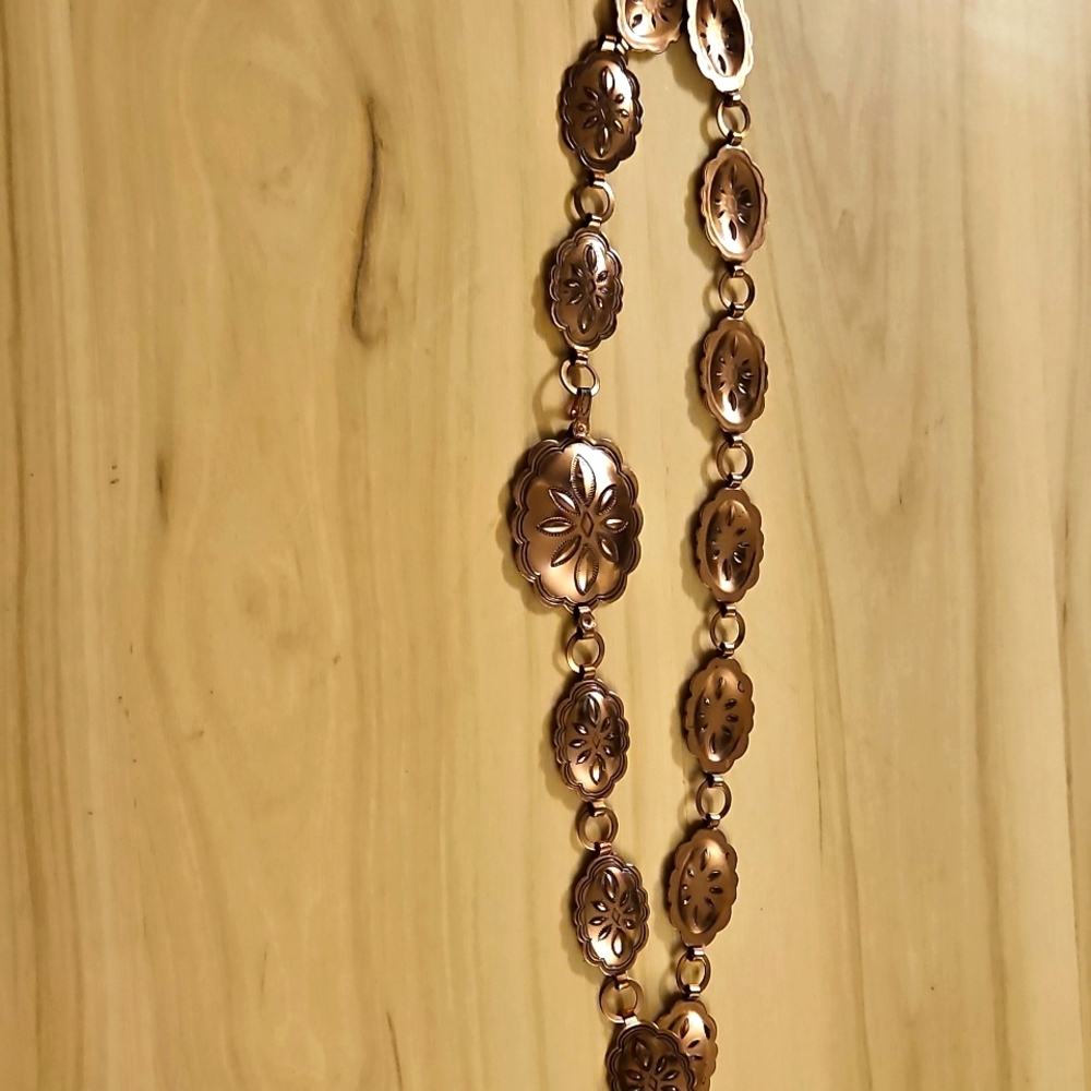 Vintage Southwestern Copper Tone Linking Belt Sz. Small Western - Picture 7 of 7